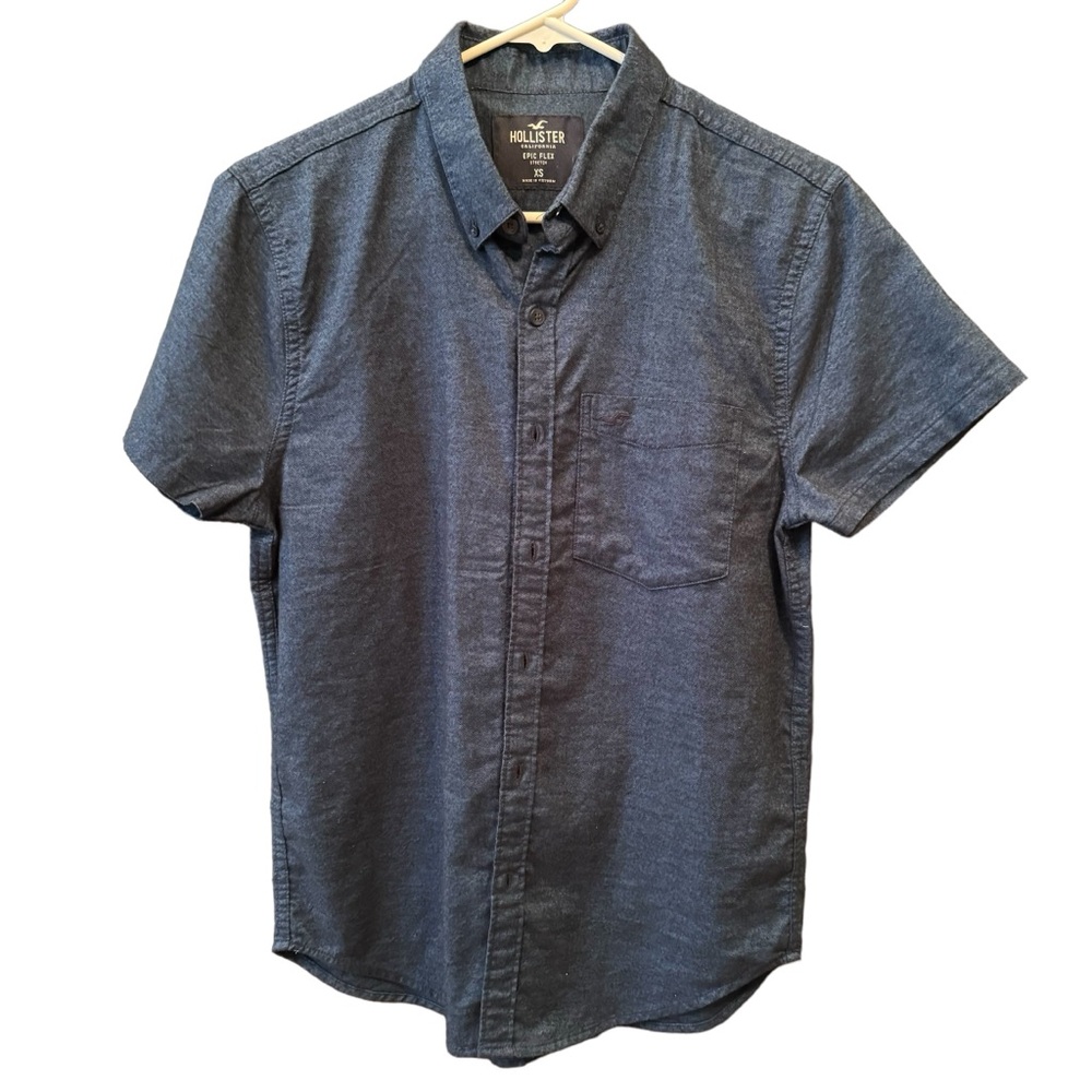 Hollister mens short sleeve lightweight navy blue button down XS